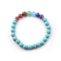 Natural Turquoise Stone Beads Bracelet 8MM 7 Chakra Men Women Bangles Jewellery